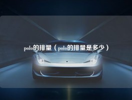 polo的排量（polo的排量是多少）