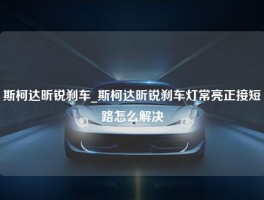 斯柯达昕锐刹车_斯柯达昕锐刹车灯常亮正接短路怎么解决