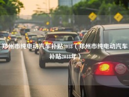 郑州市纯电动汽车补贴2018（郑州市纯电动汽车补贴2018年）