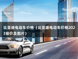 比亚迪电动车价格（2023报价及图片）